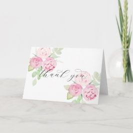 Rosas rosas rosas y peonías Gracias Tarjeta