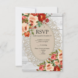 Rosas RSVP de Flores Rojas de Lace de Madera Blanc