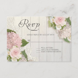 Rosas RSVP Rosa Hydrangea Floral de madera de enca