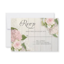 Rosas RSVP Rosa Hydrangea Floral de madera de enca