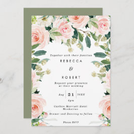 rosas ruidosos boho invitación nupcial moderna
