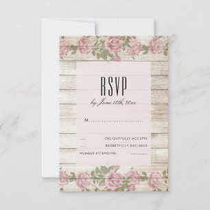 Rosas Rústicas Sobre Madera RSVP Boda