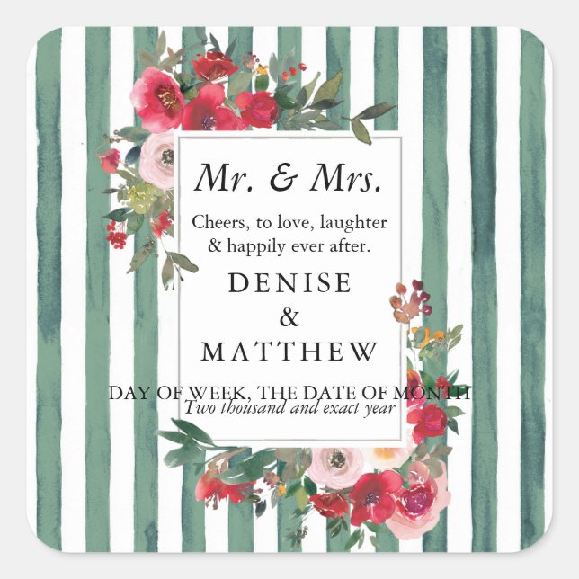 Rosas silvestres y etiqueta de vino Basil Green St (Anverso)