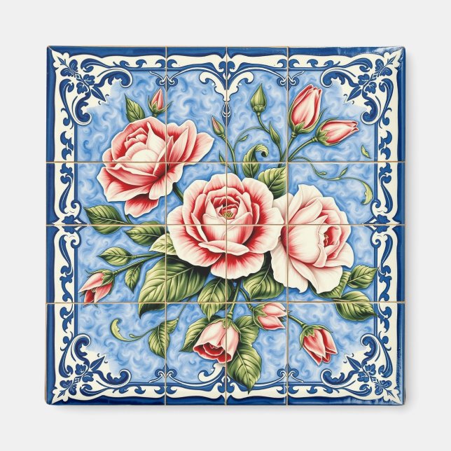rosas sonrosadas de Lisboa imán (Frente)