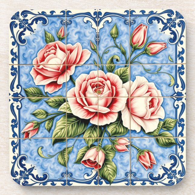 rosas sonrosadas de lisboa posavasos (Frente)