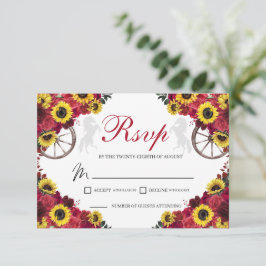 Rosas Sunflowers Quinceanera RSVP Tarjeta de Gabin
