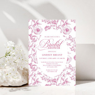 Rosas Toile Francesas Invitación de Boda Dusty Pin