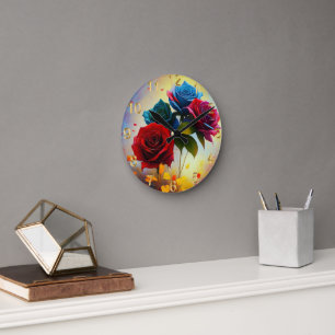 Rosas tricolor, reloj de pared