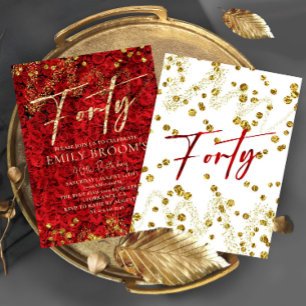 Rosas turcos 40 cumpleaños 40 invitaciones