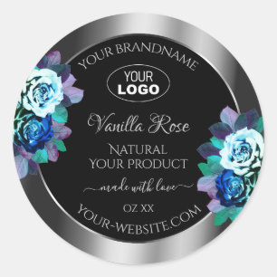 Rosas Verde azulados con logotipo de etiquetas de