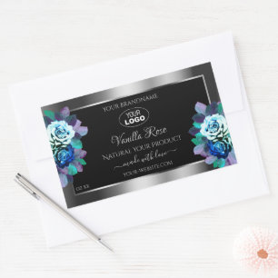 Rosas Verde azulados con logotipo de etiquetas de 