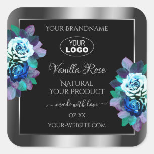 Rosas Verde azulados con logotipo de etiquetas de