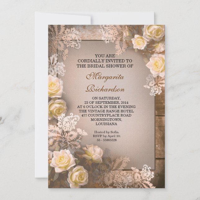 rosas victorianos elegantes invitaciones a una duc (Anverso)