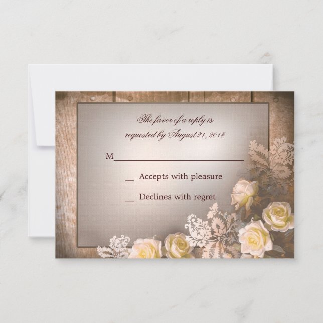 rosas victorianos vintage boda rsvp (Anverso)