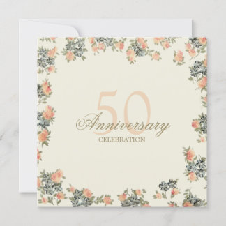 Rosas Vintage - invitación de aniversario de bodas