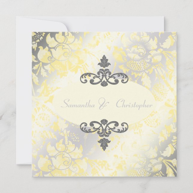 Rosas Vintage + Invitaciones Amarillas/Gris (Anverso)