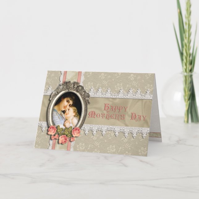 Rosas vintage y tarjeta del día de la madre de enc (Anverso)