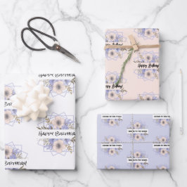 Rosas Violeta y Pastel de papel conjunto de hojas 