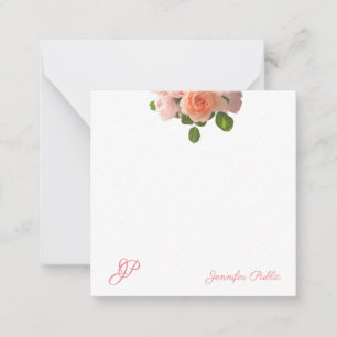 Rosas Watercolor Art Elegante Plantilla de Monogra