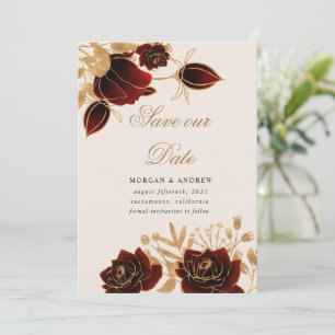 Rosas Watercolor Gold Guardar La Invitación De Fec