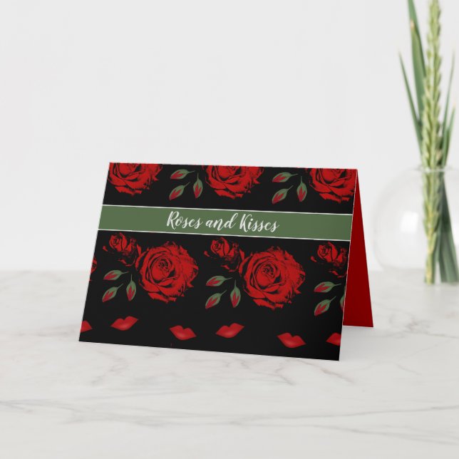 Rosas y besos elegantes tarjetas de San Valentín d (Anverso)