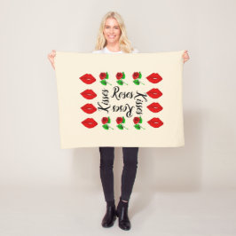 Rosas y besos manta de lana