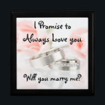 Rosas y Boda Banda/Propuesta Mantener la caja de r<br><div class="desc">Rosas y Boda Banda/Propuesta Mantener una caja de regalo de regalo grande 7.125" Plaza con 6" Tile/Te prometo siempre amarte, ¿te casarás conmigo? Muestra tus imágenes favoritas en un mosaico vibrante insertado en la tapa de esta hermosa caja de joyas. Este joyero es fabricado con madera lacada de roble dorado,...</div>