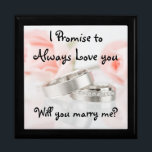 Rosas y Boda Banda/Propuesta Mantener la caja de r<br><div class="desc">Rosas y Boda Banda/Propuesta Mantener una caja de regalo de regalo grande 7.125" Plaza con 6" Tile/Te prometo siempre amarte, ¿te casarás conmigo? Muestra tus imágenes favoritas en un mosaico vibrante insertado en la tapa de esta hermosa caja de joyas. Este joyero es fabricado con madera lacada de roble dorado,...</div>