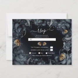 Rosas y Calaveras Gris Humeante Azul Tarjeta de Re