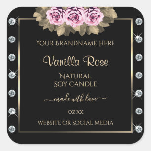 Rosas y diamantes de etiquetas de envasado de prod