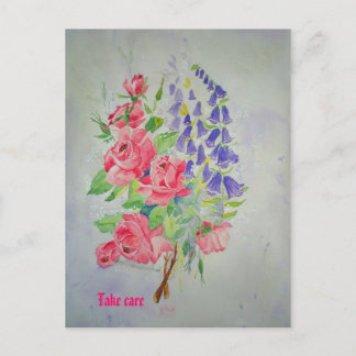 Rosas y digital de la postal