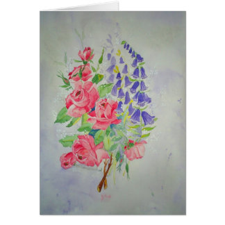 Rosas y digital de la tarjeta