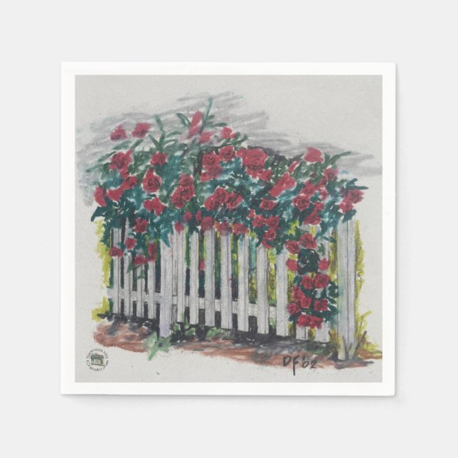 Rosas y la servilleta de papel cóctel de la cerca (Anverso)