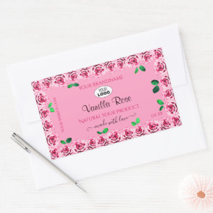 Rosas y logotipo de la etiqueta de producto rosa f
