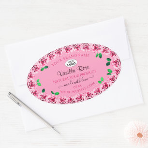 Rosas y logotipo de la etiqueta de producto rosa f