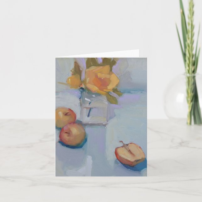 Rosas y manzanas - Tarjeta de pintura de aceite de (Anverso)