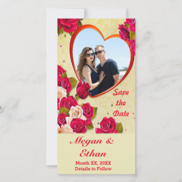 Rosas y marco de corazón Guardar la tarjeta fotogr