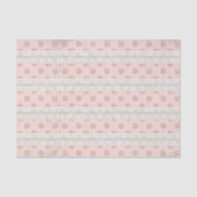 Rosas y papel seda rosados lamentables antiguos (Anverso)