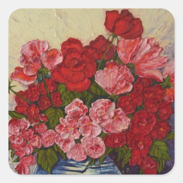 Rosas y Pegatina de Ronda de Peonies (Anverso)