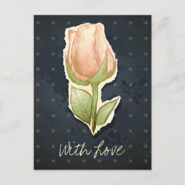 Rósbulo vintage en negro, postal