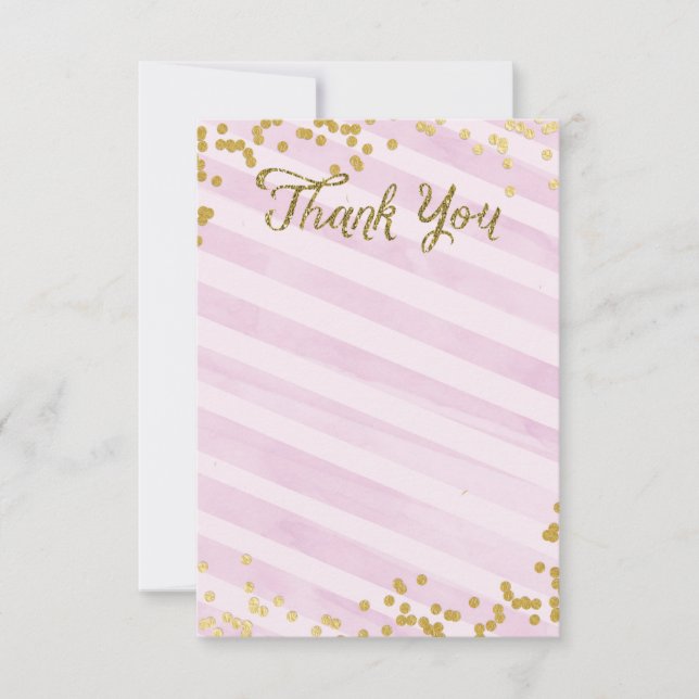 Rosca y rociada metálica de oro Gracias tarjeta (Anverso)