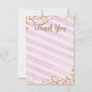 Rosca y rociada metálica de oro Gracias tarjeta
