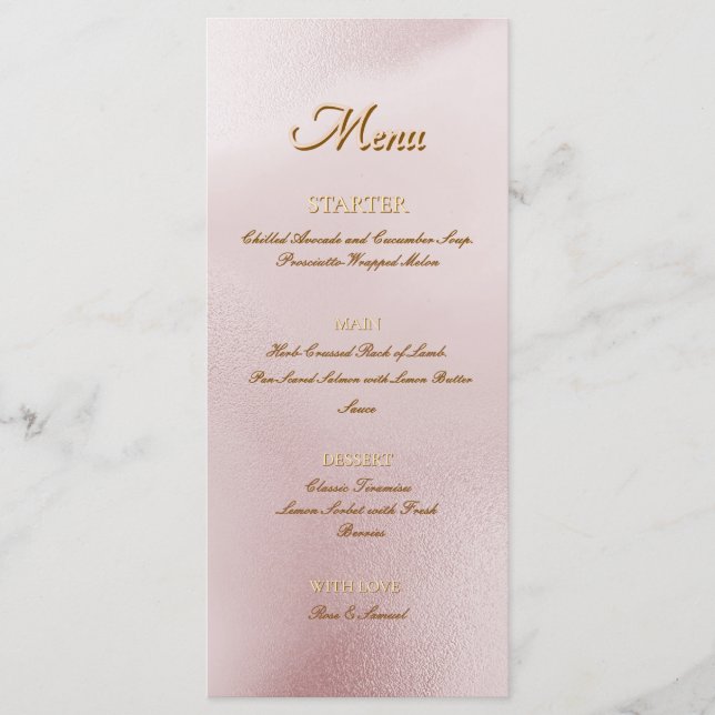 Rose Alcohol Ink Elegant Flat Menu (Anverso)