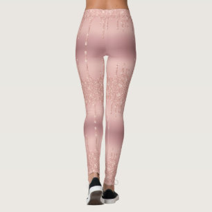 Rose Gold Blush Glitter Sparkle Party Leggings