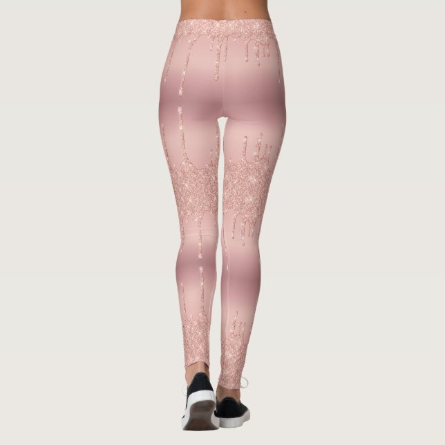 Rose Gold Blush Glitter Sparkle Party Leggings (Reverso)