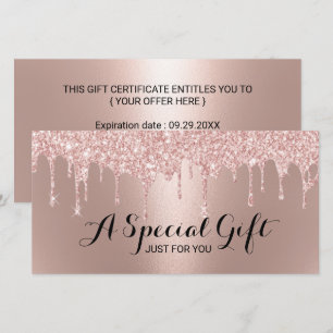 Rose Gold Glitter Drips Salon Gift Certificates