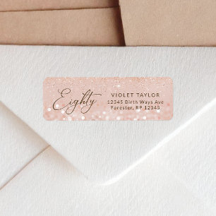 Rose Gold Glitter Etiqueta de Dirección de Regreso