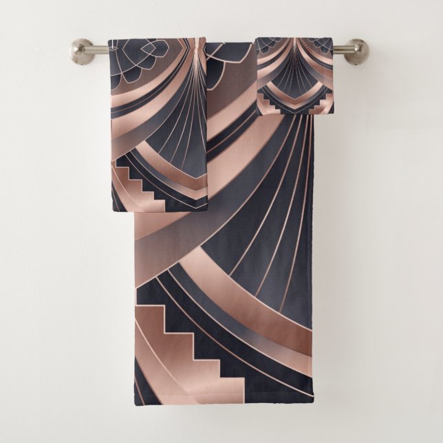 Rose Gold Navy Geometric Neo Art Deco (In situ)