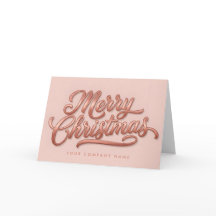 Rose Gold Retro Script Feliz Navidad