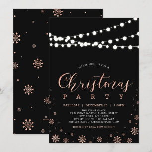Rose Gold y Negro   Luces de Cadena Invitación de 